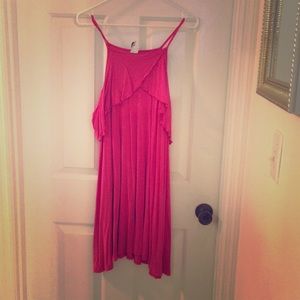 Hot pink cold shoulder dress
